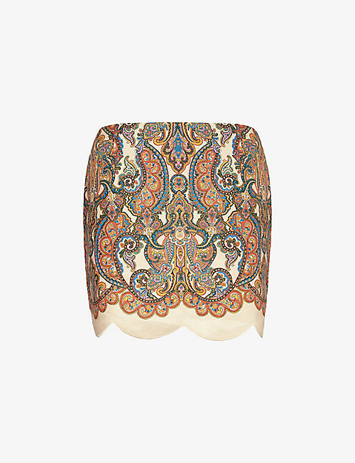 ZIMMERMANN: Ottie paisley-print linen mini skirt