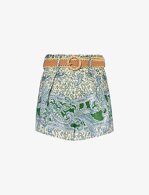ZIMMERMANN: Ottie paisley-print linen shorts