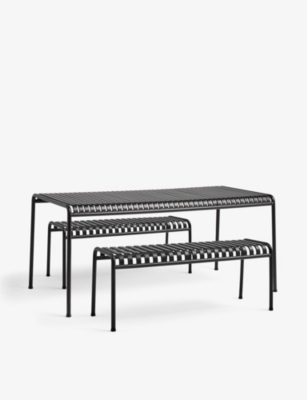 HAY: Palissade powder-coated steel table and bench set