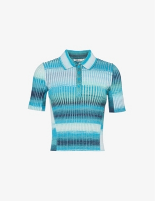 SIMKHAI: Devina colour-block rayon-blend knitted polo shirt