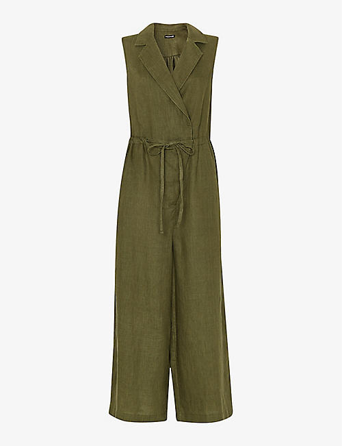 WHISTLES: Bella notch-lapel wrap linen jumpsuit