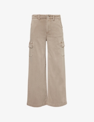 PAIGE: Carly straight-leg high-rise cotton-blend cargo trousers