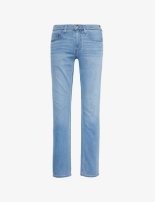 PAIGE: Federal faded-wash slim-leg mid-rise stretch-denim jeans
