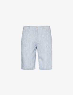 120% LINO: Bermuda pressed-crease mid-rise linen shorts