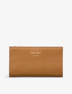 PRADA: Stamped-logo large leather wallet