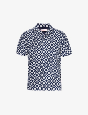 ORLEBAR BROWN: Howell graphic-print relaxed-fit cotton-towelling shirt