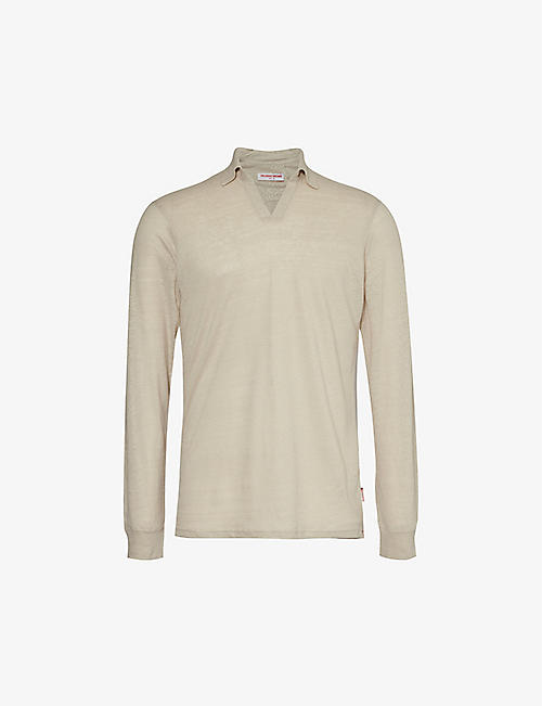 ORLEBAR BROWN: Felix long-sleeved linen polo shirt