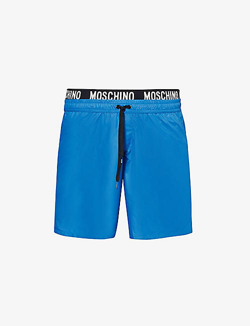 MOSCHINO: Branded-waistband slip-pocket swim shorts