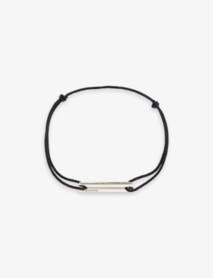 LE GRAMME: Engraved-logo sterling-silver and cord bracelet
