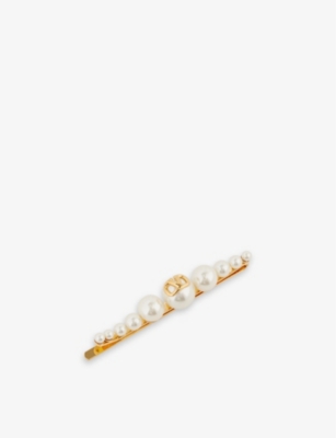 VALENTINO: Logo-engraved brass hair clip