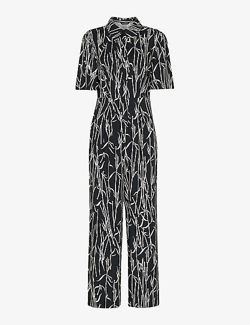 WHISTLES: Bamboo-print straight-leg woven jumpsuit