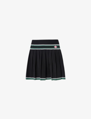 CASABLANCA: Contrast-trim pleated knitted mini skirt