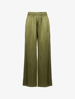VIKTORIA & WOODS: Hideaway wide-leg mid-rise silk trousers