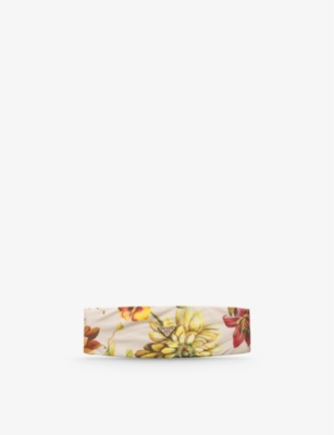PRADA: Floral-print brand-plaque recycled-polyamide headband