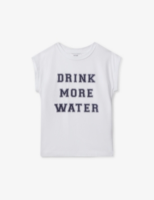 REISS: Tereza slogan-print relaxed-fit cotton T-shirt