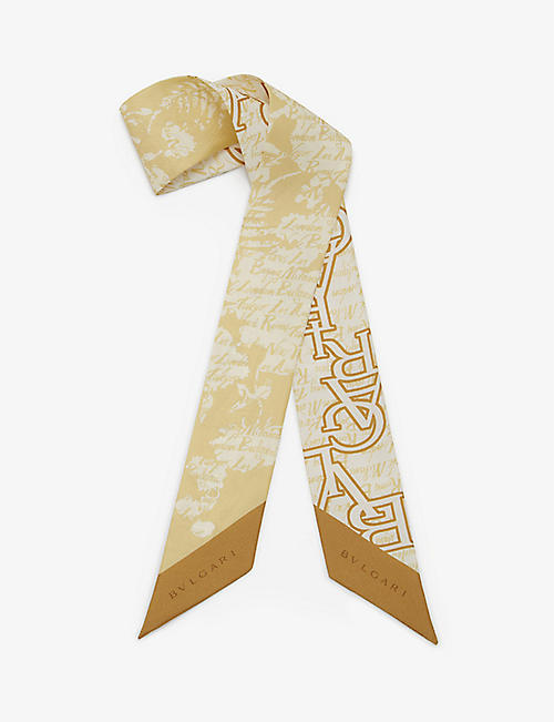 BVLGARI: Logo Bouquet graphic-print silk-twill scarf
