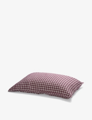 PIGLET IN BED: Gingham-pattern standard linen pillowcases 50cm x 75cm