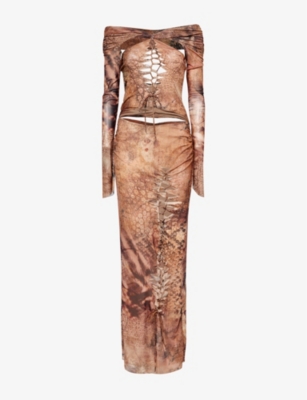JADED LONDON: Animal-print cut-out stretch-woven maxi dress