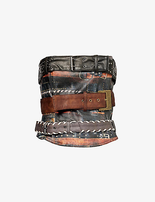 JADED LONDON: Belt-embellished cropped woven top