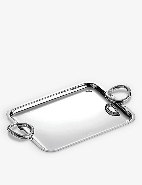 CHRISTOFLE: Vertigo two-handle silver-plated tray 20cm x16cm