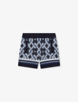 REISS: Jack abstract-print elasticated-waist knitted shorts 4-13 years