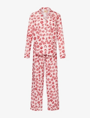 DESMOND AND DEMPSEY: Floral-print long-sleeve cotton pyjama set