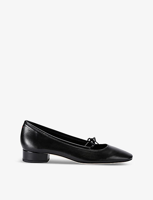 AEYDE: Darya bow-embellished leather heeled courts