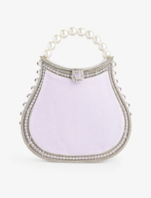 MAE CASSIDY: Nimmi Jewel Pearl velvet and metal top-handle bag