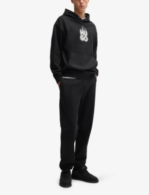 HUGO: Branded-print drawstring-waist cotton-jersey jogging bottoms