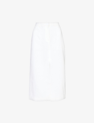 THEORY: Darted regular-fit linen midi skirt