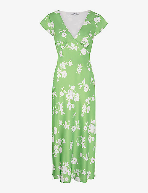 OMNES: Woolf floral-print short-sleeve recycled-polyester midi dress
