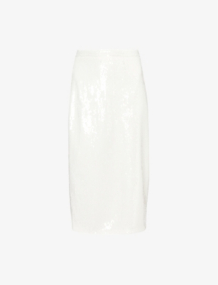 THEORY: Sequin-embellished slim-fit recycled-polyester midi skirt