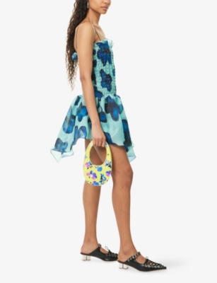 Floral-Print Silk-Organza Mini Dress