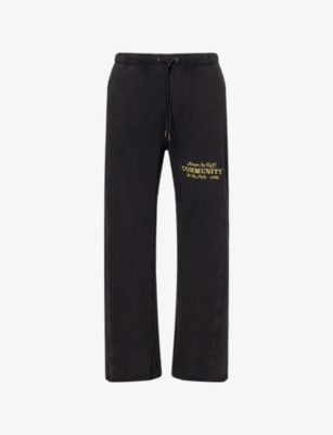 Community Brand-Embroidered Cotton-Jersey Jogging Bottoms