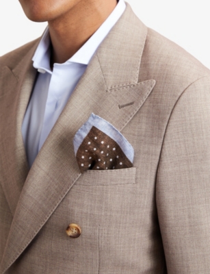 REISS: Lucio Polka-Dot Cotton And Wool-Blend Pocket Square