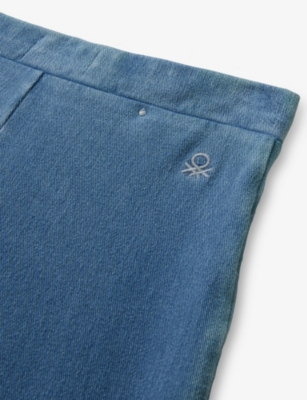 BENETTON: Logo-Embroidered Wide-Leg Stretch-Denim Jeans 6-14 Years