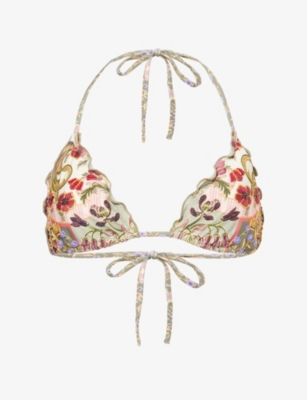 AGUA BENDITA Lolita Floral Print Bikini Top Selfridges