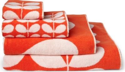 ORLA KIELY Stem jacquard towels clementine