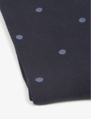 Shop Falke Mens Dark Navy Dot Cotton-blend Socks