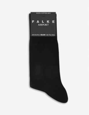 Falke Mens Black Airport Wool-blend Socks