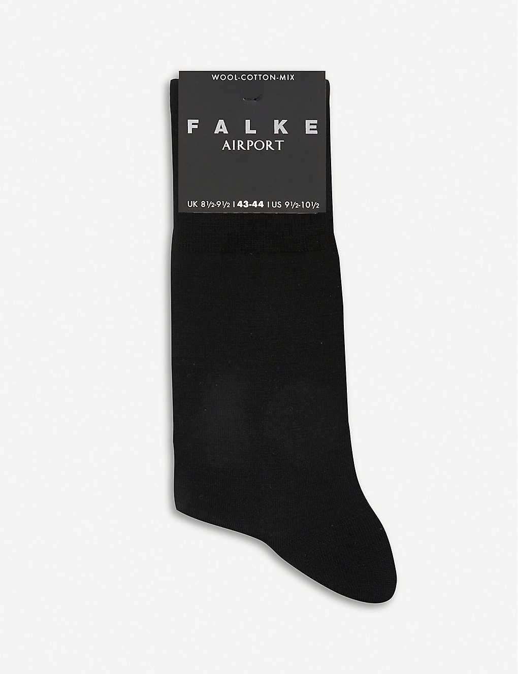Falke Mens Black Airport Wool-blend Socks