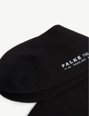 Shop Falke Men's Black No. 6 Wool And Silk-blend Socks