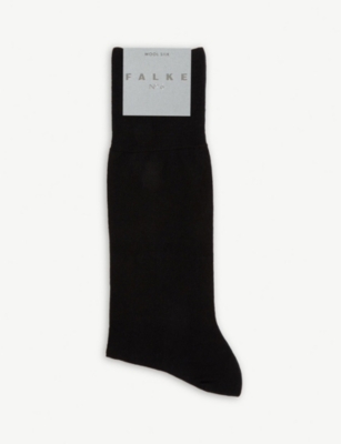 Shop Falke Men's Black No. 6 Wool And Silk-blend Socks