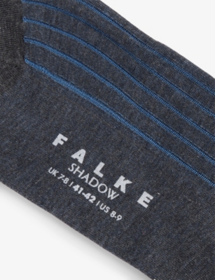 Falke Mens Anthracite Mel. Shadow Striped Cotton-blend Socks