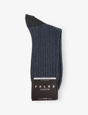 Falke Mens Anthracite Mel. Shadow Striped Cotton-blend Socks