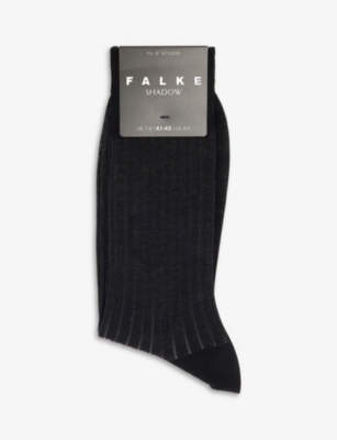 Falke Shadow Striped Cotton-blend Socks In Black/grey