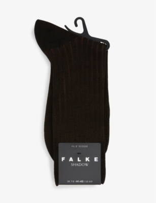 Falke Shadow Striped Cotton-blend Socks In Brown