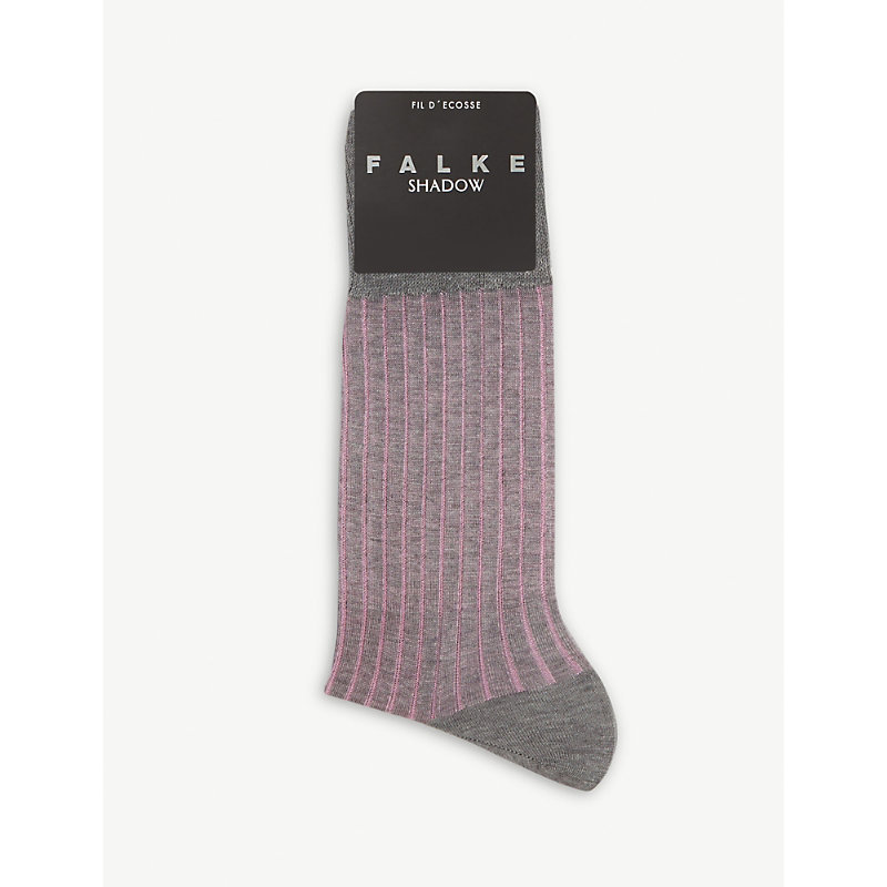 Falke Shadow Striped Cotton-blend Socks In Grey Pink