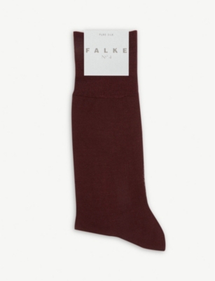Falke No.4 Silk-blend Socks In Burgundy