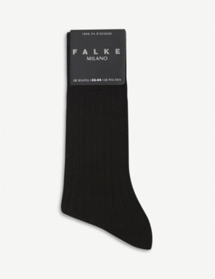 Falke Mens Dark Navy Airport Knitted Socks In Black